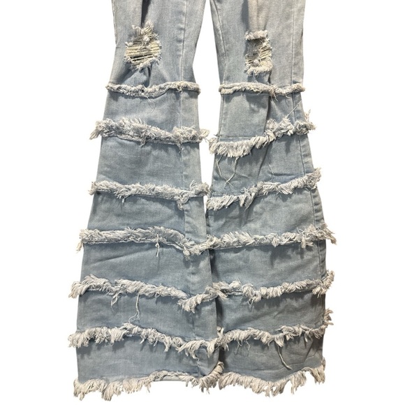 JC JQ hi rise distressed festival fringe denim pants - Picture 2 of 7
